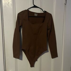 OQQ Brown Long Sleeve Bodysuit